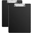 Amazon Basics Plastic Clipboards, Low Profile Clip, Clipboard for Classrooms, Office, Restaurants, Doctor Offices, 2-Pack, Black
