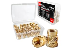ZWMSSLL M8 Threaded Inserts-30 Pieces M8x15x10 Heat-Set Insert Brass Knurled Nuts Big Size for 3D Printing Components and Plastic Parts