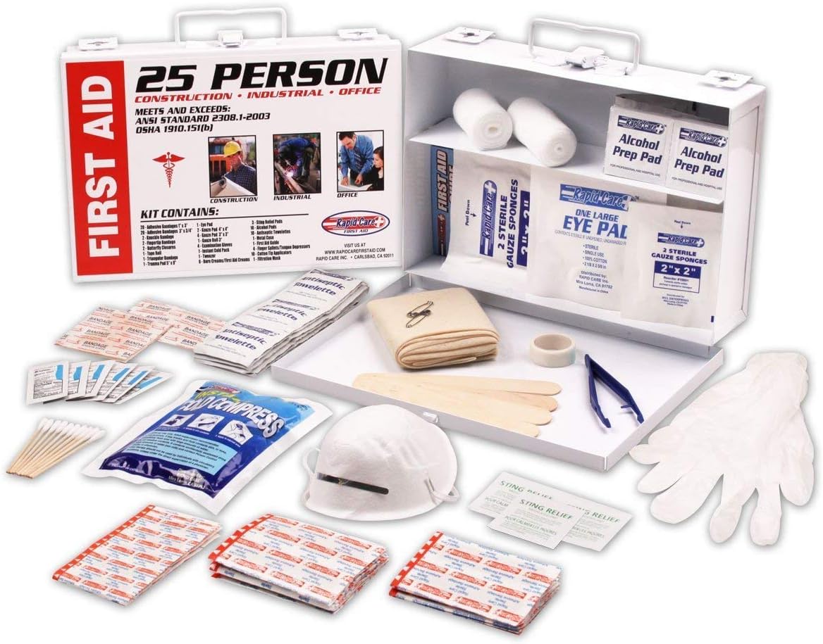 Rapid Care First Aid RC-10MAN-W 10 Person 106 Piece ANSI/OSHA Compliant Emergency First Aid Kit in Wall Mountable Poly Case: Home Improvement