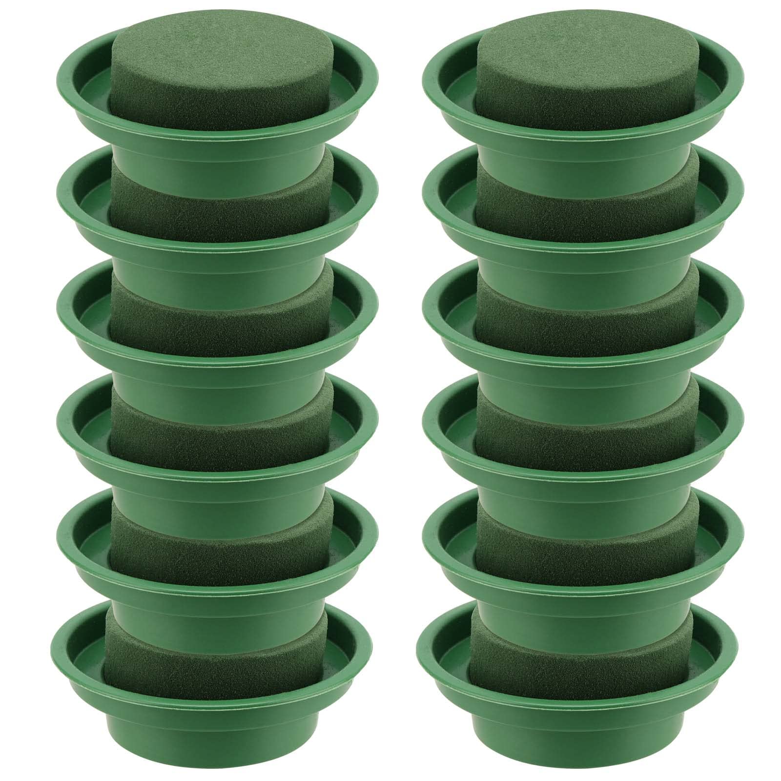 JEUIHAU 12 PCS Floral Foam Bowl 4.7 Inch/12cm, Round Floral Foam Block with Tray, Flower Arrangement Foam for Wedding, Florist, Floral Arrangements and DIY Craft