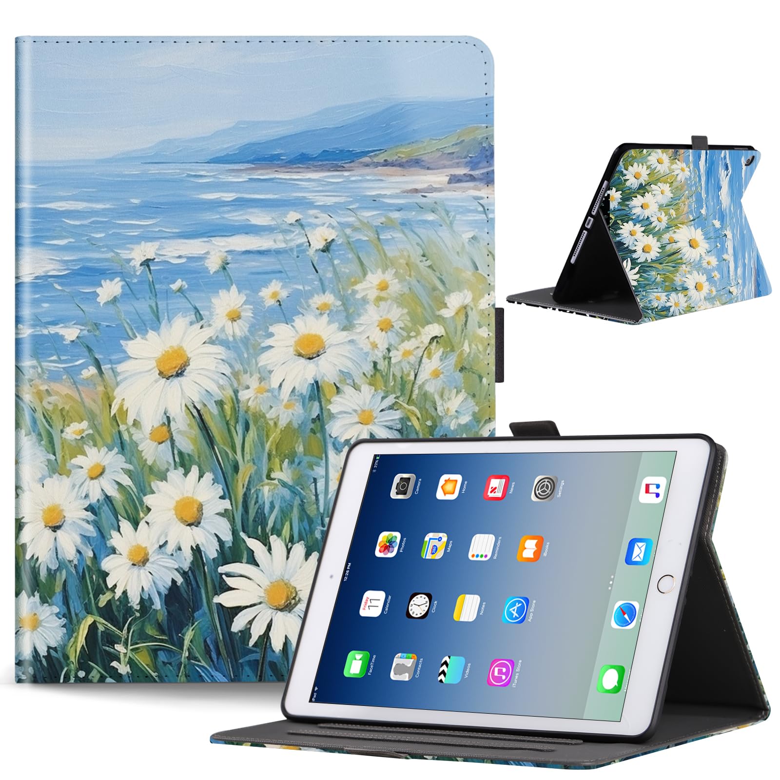 Photo 1 of Anpredo Case for iPad 5th/6th Generation 9.7 Inch with Auto Wake/Sleep, Magnetic Clasp, Premium PU and Soft TPU Cover Stand Folio for Apple iPad Air 1st/2nd & iPad 6th/5th Gen, Daisy
