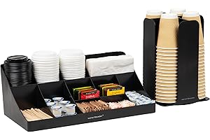 Mind Reader Cup Carousel and Condiment Organizer Set, Countertop Org, Coffee Bar, 45.4L x 24.1W x 16.8H cm, 2 Pcs., Black