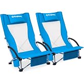 KingCamp Folding Beach Chair 2 Pack High Back Lightweight Portable Backpack Chair with Headrest, Cup Holder for Camping Outdo