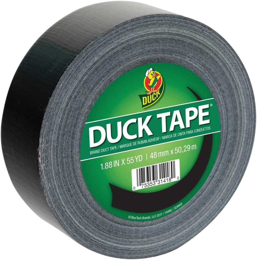 Duck 241746 Color Duct Tape Single Roll, 1.88 Inches x 55-Yards, Black