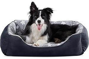 GASUR Rectangle Dog Bed for Large Dogs, Cozy Washable Bed Orthopedic Dog Sofa Bed, Durable Pet Cuddler Anti-Slip Bottom, Soft Calming Sleeping Puppy Warming Puppy Bed (L (35"x 25"x 9"), Black)