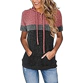 Womens Summer Tops Short Sleeve Hoodies for Women Spring Sweatshirts Casual T Shirts Fashion Tunics