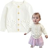 Simplee kids Baby Girl Knit Cardigan Sweater Cream Cotton Autumn Coat