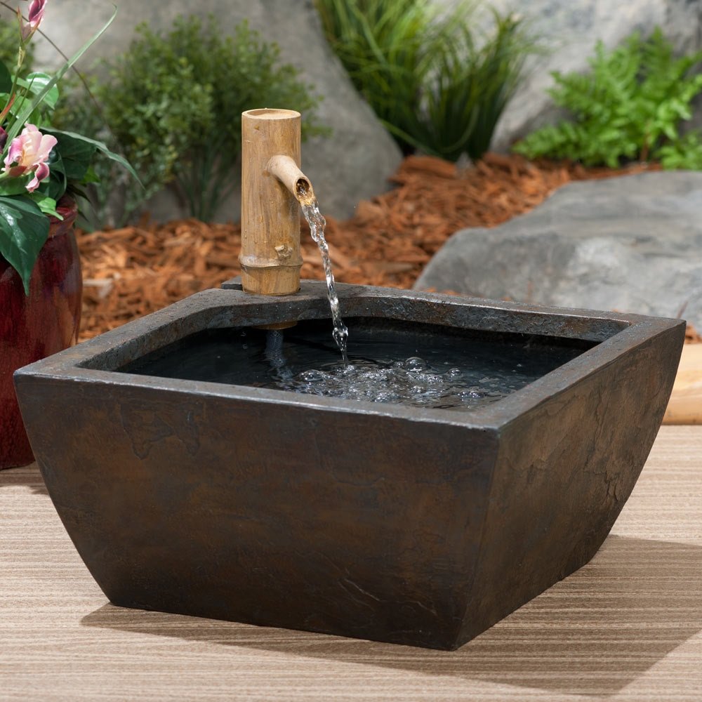 Aquascape 78197 Aquatic Patio Pond Water Garden with Bamboo Fountain, Gray Slate