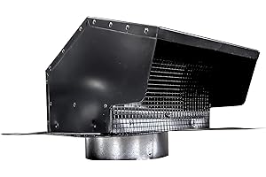 Builder's Best 84035 Galvanized Steel Roof Vent Cap with Damper & Removable Screen, 4" Diameter Collar, Black