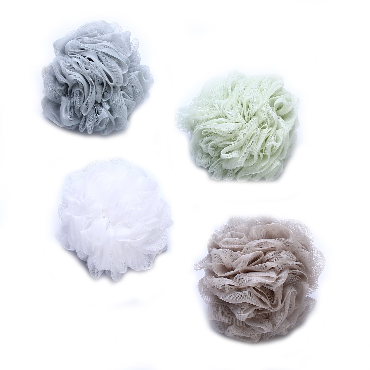 Goworth Large Bath Shower Sponge Pouf Loofahs 4 Packs 60g Each Eco-friendly Exfoliating Mesh Brush Pouf Bath Shower Ball Sponge 4 Colors-Exfoliate, Cleanse, Soothe Skin: Beauty