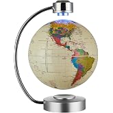 NHSUNRAY 8'' Magnetic Levitating World Globe whit Led Lights Floating Globe | Levitation Globe Desk Gadget Decor in Office Home Display for Friends and Business Partners Holiday Anniversary Creative Gift