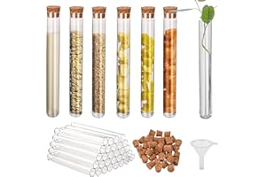 Faburo 30pcs Clear Plastic Test Tubes with Cork Stoppers, 16x100mm 10ml Small Plastic Bottles with Corks, Good Seal for Candy Storage, Bath Salt, Scientific Experiments and Plant Propagation