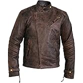 Thrix Leather Mens Designer Kendal Leather Jacket M Distressed Brown