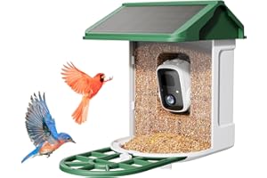 HARYMOR Bird Feeders with Camera Supports AI Identify Bird's Species, 2K Live Video, Bird's Motion Alert, Solar Powered Bird House Camera Wireless Outdoor for Watching Birds