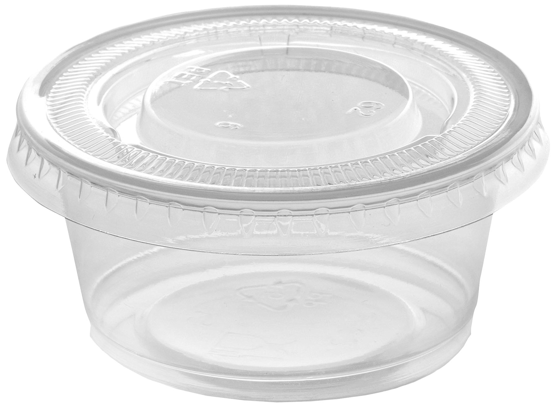 [100 Sets - 1 oz.] Plastic Disposable Portion Cups With Lids, Souffle