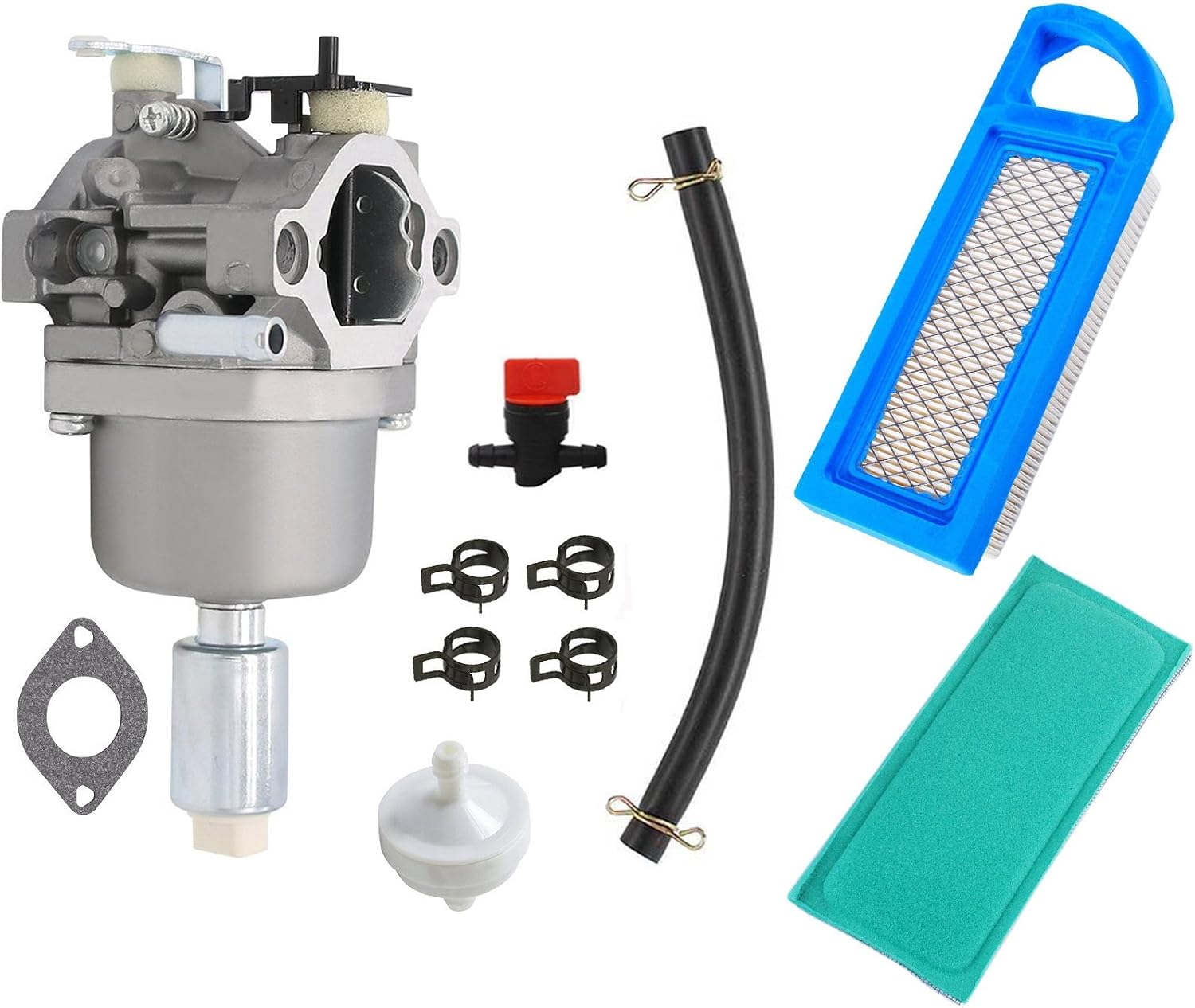 OxoxO Carburetor Air Pre Filter Fuel Filter with Fuel shut off value Compatible with Briggs & Stratton 591731 796109 594593 590400 796078 794161 795477 4u8-31H777-594593 Carburetor Tune up kits