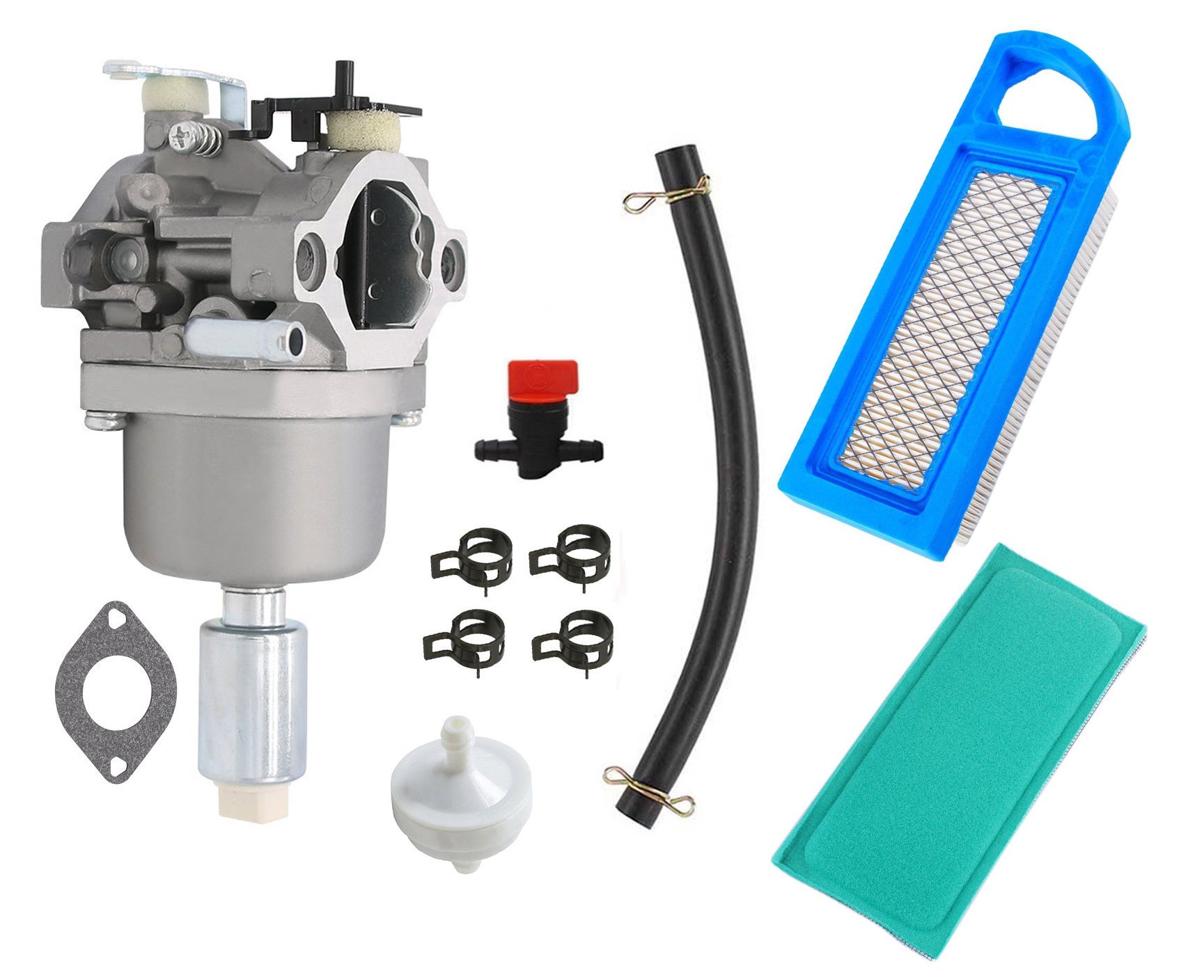 OxoxO Carburetor Air Pre Filter Fuel Filter with Fuel shut off value Compatible with Briggs & Stratton 591731 796109 594593 590400 796078 794161 795477 4u8-31H777-594593 Carburetor Tune up kits