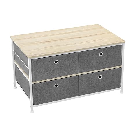 SONGMICS Kommode mit Körben, Schubladenkommode, Aufbewahrung mit 4 Stoffschubladen, für Kleiderschrank, Nachttisch, mit robus