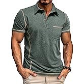 EDITCOZY Polo Shirts for Men Button Summer Fashion Collared Short Sleeve Golf Shirts