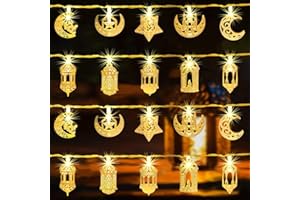 23GUANYI Ramadan Lights 10 Feet 20 LEDs Ramadan Muslim Lights Battery Operated for Eid Festival Ramadan Decorations for Home (Not Include Battery, 1 Set)
