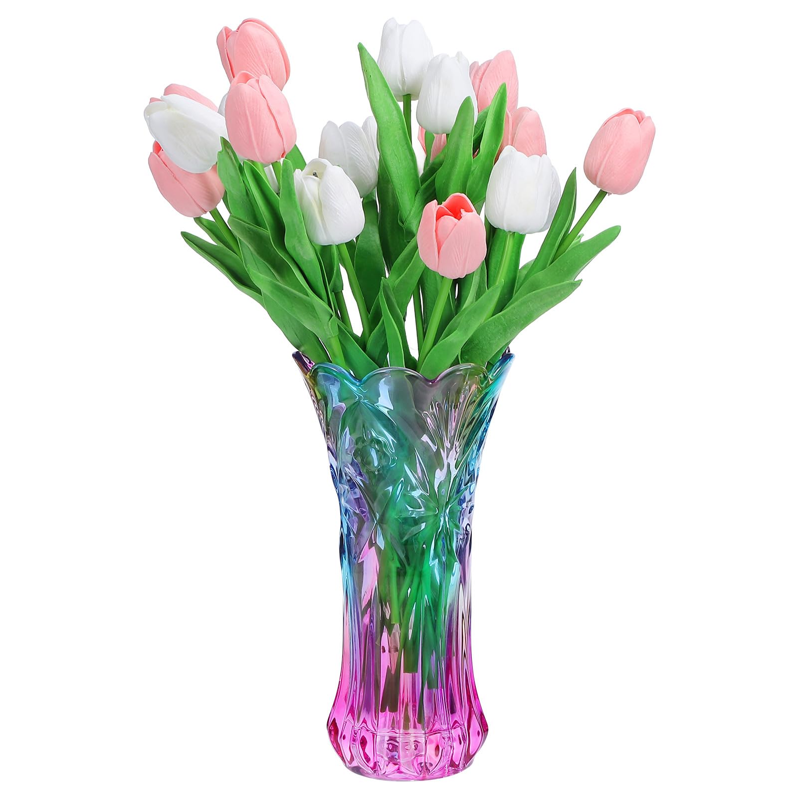 NOLITOY Chic Vase Crystal Glass Vase Rainbow Decorative Plant Container Table Centerpiece Home Decoration