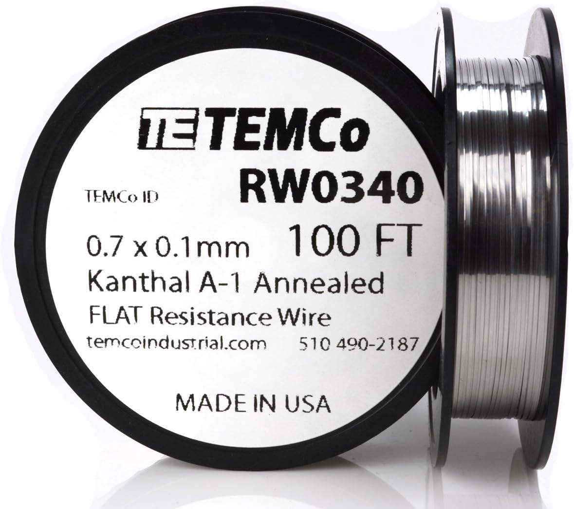 TEMCo Flat Ribbon Kanthal A1 Wire 0.7mm x 0.1mm 100 Ft Resistance A-1