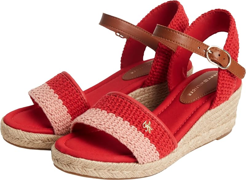 Femmes Th Mid Espad Wedge Crochet FW0FW09516 Sandales à Talons, Rouge, 3.5