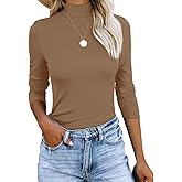 REVETRO Womens Mock Turtleneck Long Sleeve Shirts Fall Winter Basic Slim Fit Layering Tops Lightweight Thermal T Shirt…