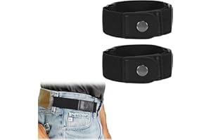 Men 2 Loop No Buckle Elastic Belt for Women Men side belts, Fit 1.5 Inch Belt Loop