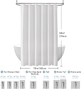 Shower Curtain 182 x 214 cm White with Metal Hooks Waffle Fabric view 6