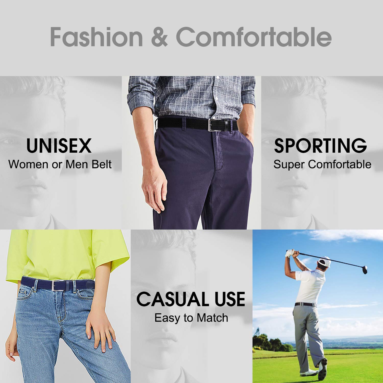 JasGood Geflochtene elastische Gürtel für Herren/Damen/Junior, Canvas Stretchgewebe gewebt Stretch mehrfarbige geflochtene Gürtel