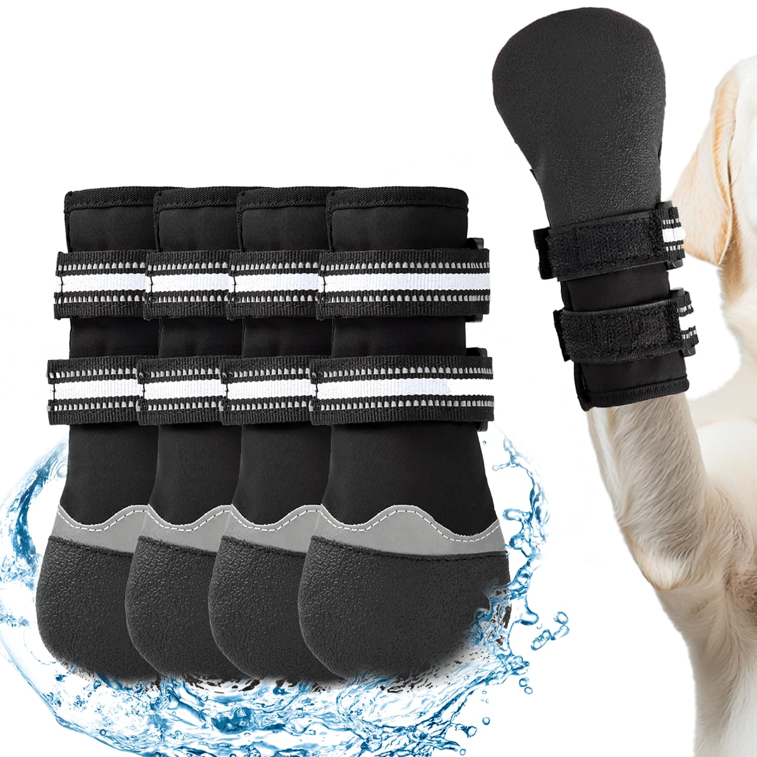 Photo 1 of Premium Dog Socks for Small Dogs, Dog Shoes with Double Sides Grips for Hot Pavement and Winter, Dog Booties for Hardwood Floors, Prevents Licking, Slipping, Black Dog Paw Protection, Black XS