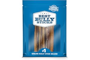Best Bully Sticks 6 Inch Bully Sticks for Dogs - 5 Count (Pack of 1) - Natural, Easily Digestible, Grass-Fed Beef, Grain and Rawhide Free - Trial Size