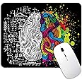 LTHAOGUO Left & Right Brain Mouse Pad, Textured Business Doodle Mousepad with Designs, Non-Slip Rubber Mice Pad for Office Work Office Computer& PC, Mouse Mat, The Best Gift, 9.5 X 7.9 Inch, Black