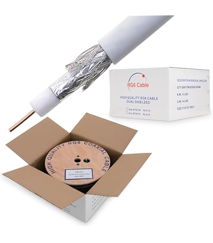 500ft Roll Of RG6 Dual Coaxial Cable - UL & CCS Rated, Dish Network Approved (Black)