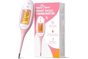 Easy@Home Bluetooth Smart Basal Thermometer for Ovulation with Large Backlit LCD Screen, 1/100th High-Precision Tracker & 30-
