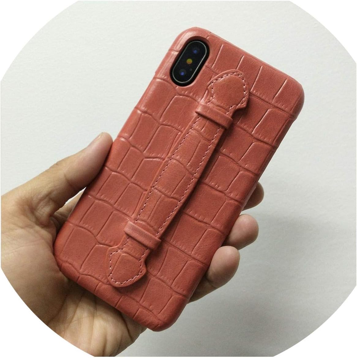 Leather Hand Strap Holder Case for iPhone X Xs Max Xr 7 8 Plus Phone Luxury Crocodile Ultra Thin Slim Hard Cover,for iPhone 7 Plus