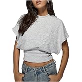 BEAUDRM Women's Y2K Wrap Top Cinched Waist Going Out Tops Dolman Sleeve Cap Sleeve Crop Shirt Casual Spring Summer Outfit