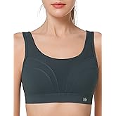 Yvette Adjustable Molded Cup Supportive Sports Bras - High Impact Wireless Bra for Large Breasts