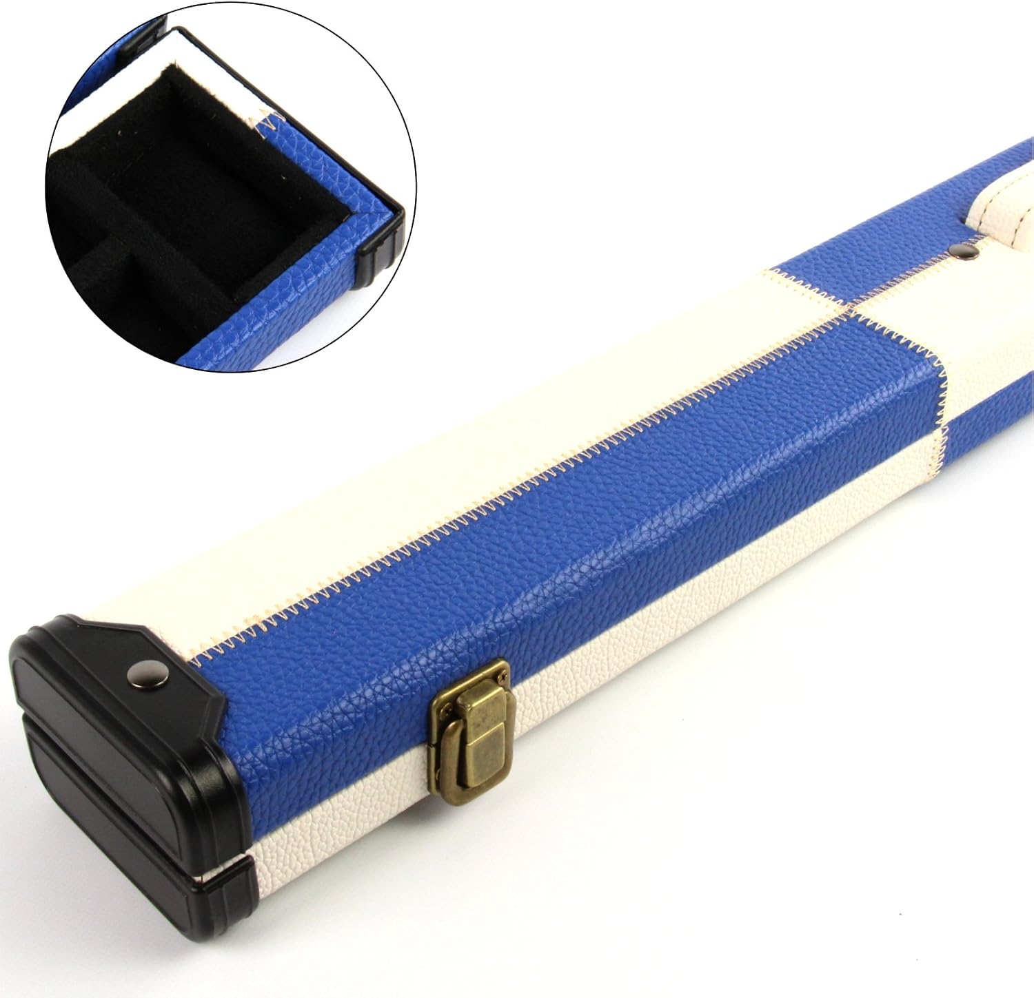 Funky Chalk Luxury BLUE & WHITE Leather Patch Effect 2pc Pool Snooker