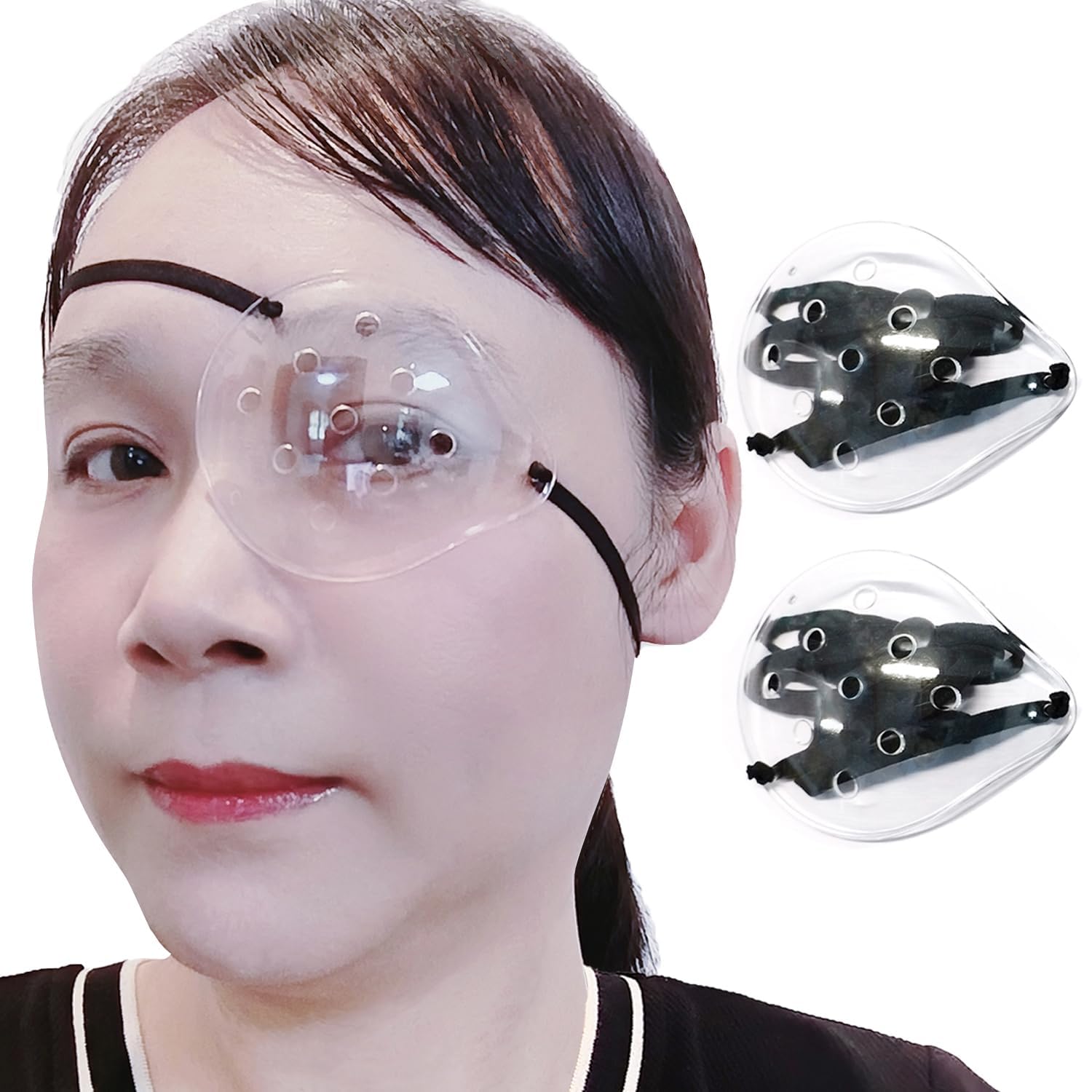 Photo 1 of AMZVIO 2pcs Clear Eye Shield After Cataract Surgery,Breathable Hard Eye Patch Shield for Sleeping With Extended Elastic Strap,Longer & Wider,Plastic Eye Cover Protective Guard for Adults Kids(Black)