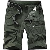 Kolongvangie Men's Outdoor Comfy Lightweight Quick Dry Stretchy Cargo Shorts with Multi Pockets (No Belt)