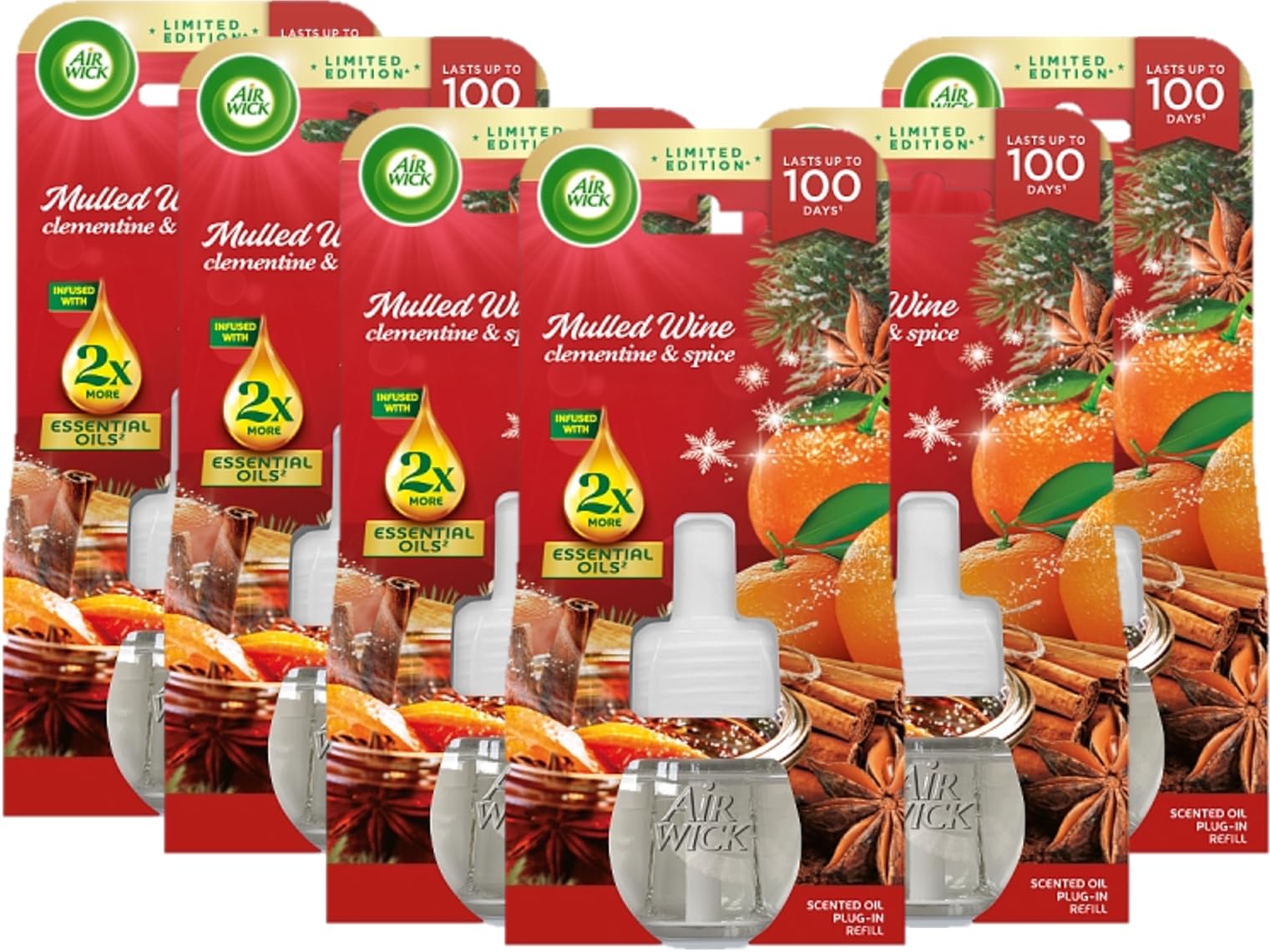 AIRWICK Essential Oils Electrical Plug In Refills Mulled Wine Scent, 6 Refills X 19 ml, 19 ml (Pack of 6) 3099066