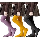 hakugoo Girls Tights Toddler Seamless Plain/Cable Knit Leggings Stockings 2/3 Pack Cotton Pantyhose Pants for 2-8 Years