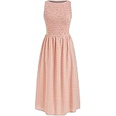 CIDER Summer Midi Dress for Women Sundress Casual Sleeveless Boat Neck Long Milkmaid Dress Beach Vacation Outfits