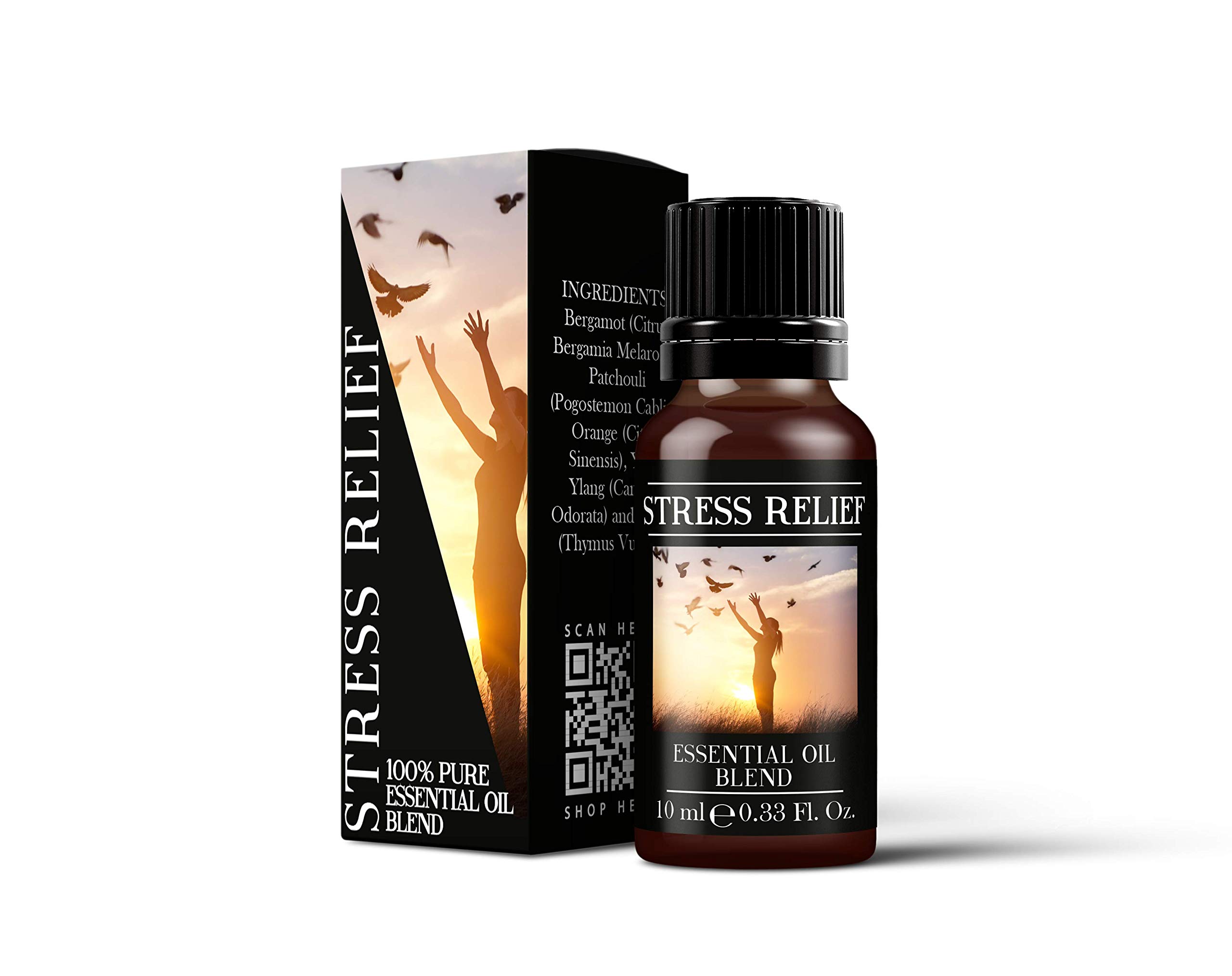 Mystix London | Stress Relief Pure & Natural Essential Oil Blend 10ml - for Diffusers, Aromatherapy & Massage Blends | Perfect as a Gift | Vegan, GMO Free