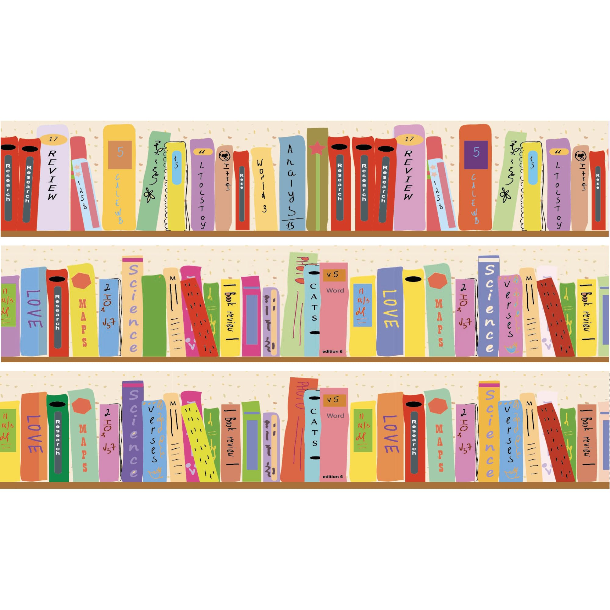 PLAGE 197073 Stairs Stickers - Colorfull Library, Multicolour (19 x 100 cm)