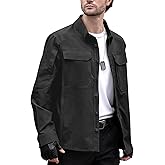 Men's Tactical Shirt Long Sleeve, Ripstop Plaid Stretch Breathable Work Shirt for Motorcycle, Mechanic, Hiking, Casual