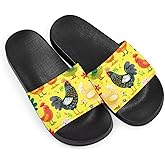 Howilath Women's Casual Slide Sandals, Cartoon Animals Print Comfortable Soft Sole Non-Slip Open Toe EVA Flat Sandals