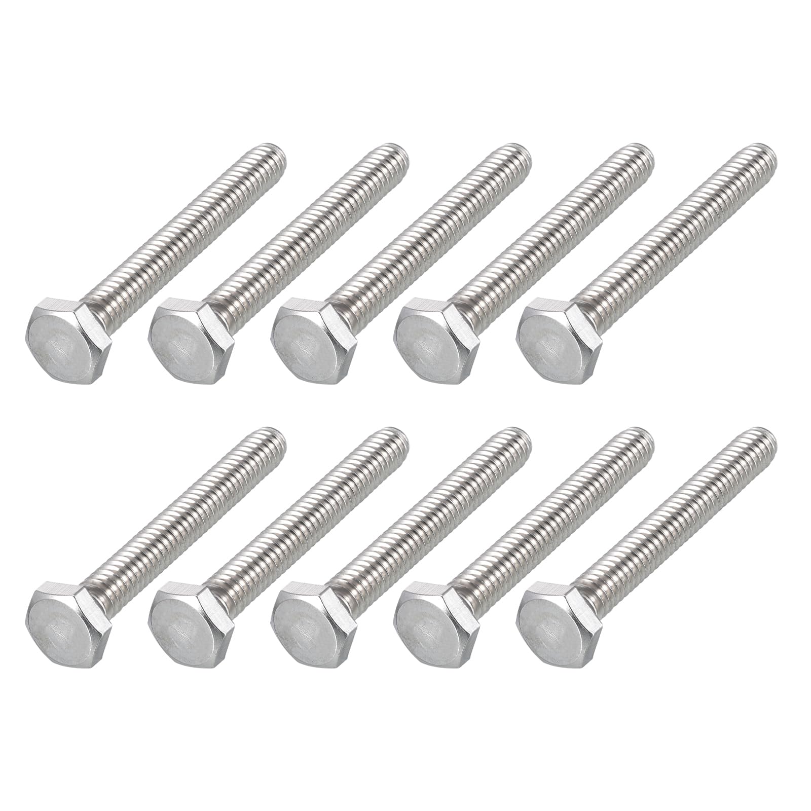 METALLIXITY Hex Head Screw Bolt (1/4-20 x 1-3/4") 25Pcs, 316 Stainless Steel, Fully Threaded, External Hex Drive, Bright Finish, Hex Head Screw Bolt, Silver โ image 1